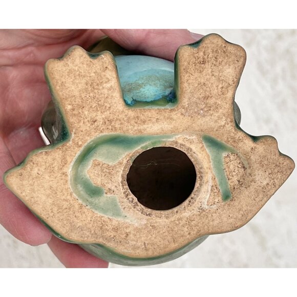 Vintage Ceramic Green Frog Figurines Set Of 2 Hand-Painted Glossy Finish - Picture 11 of 12